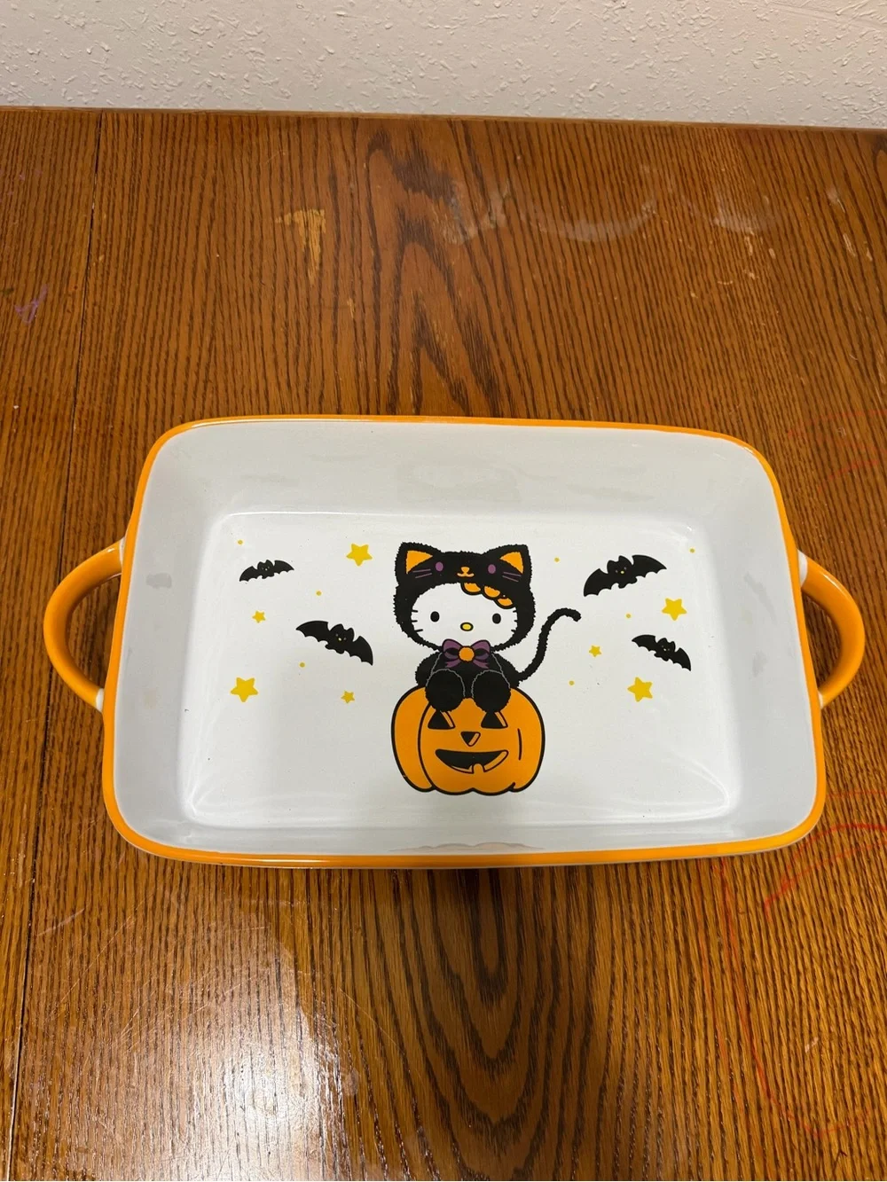 Hello Kitty White Ceramic Serving Dish with Yellow Trim